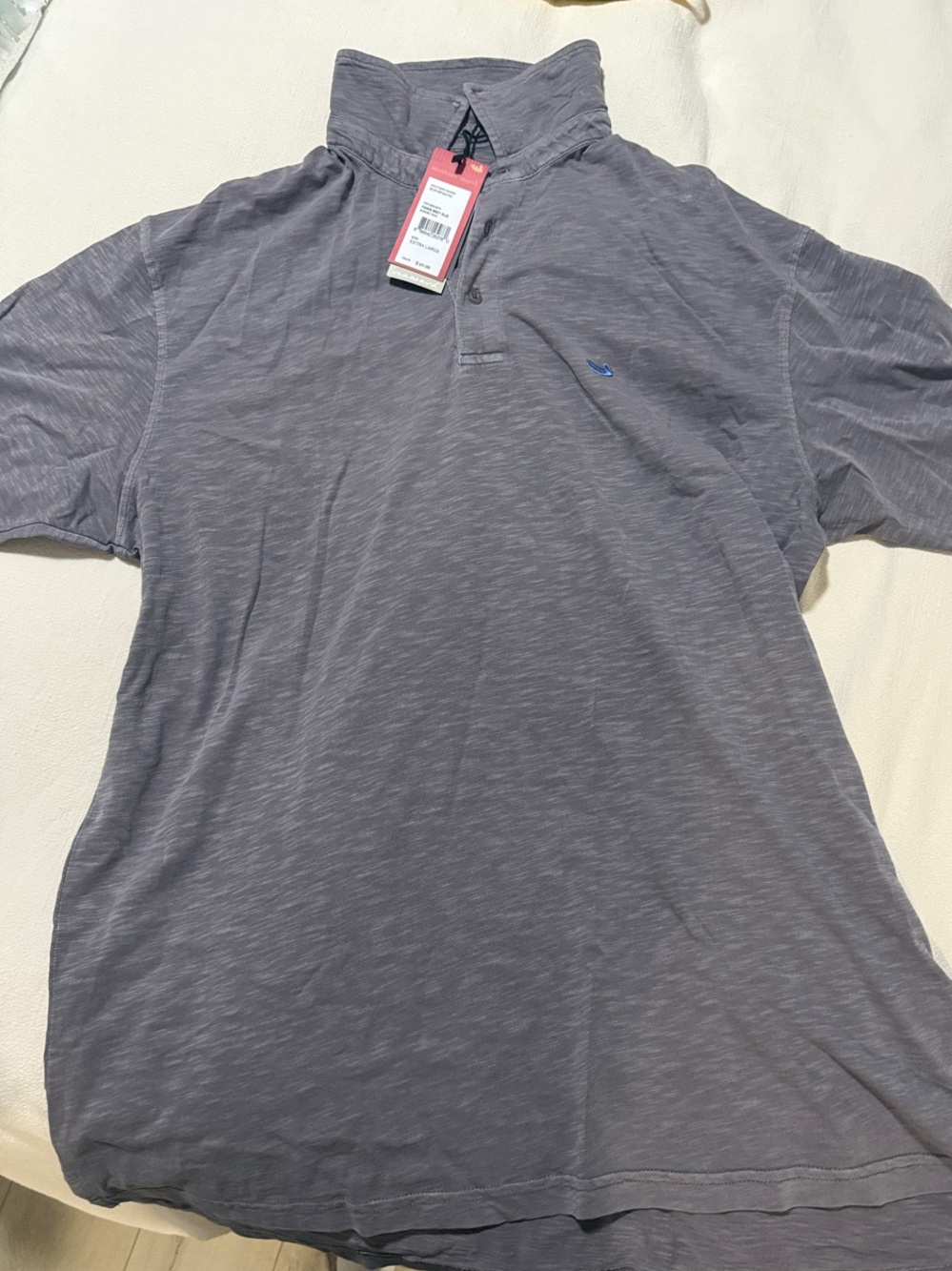 Southern Marsh Men's Heather Gray Polo with Embroidered Fish Logo